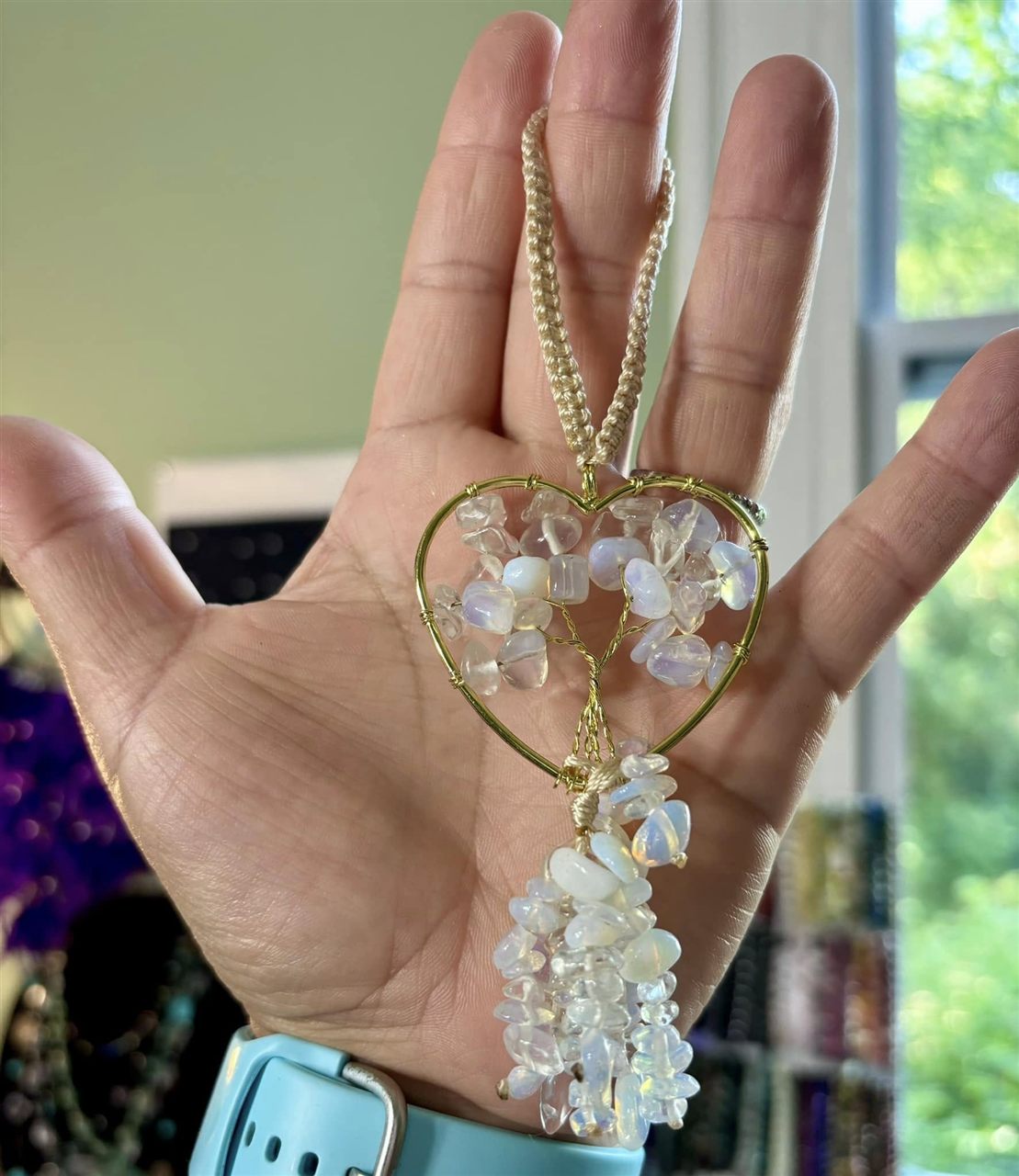 Opal tree-of-life heart pendant — Luna's Treasure