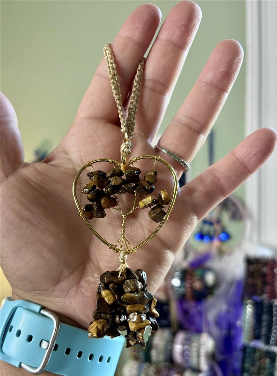 Tiger's eye tree-of-life heart pendant — Luna's Treasure